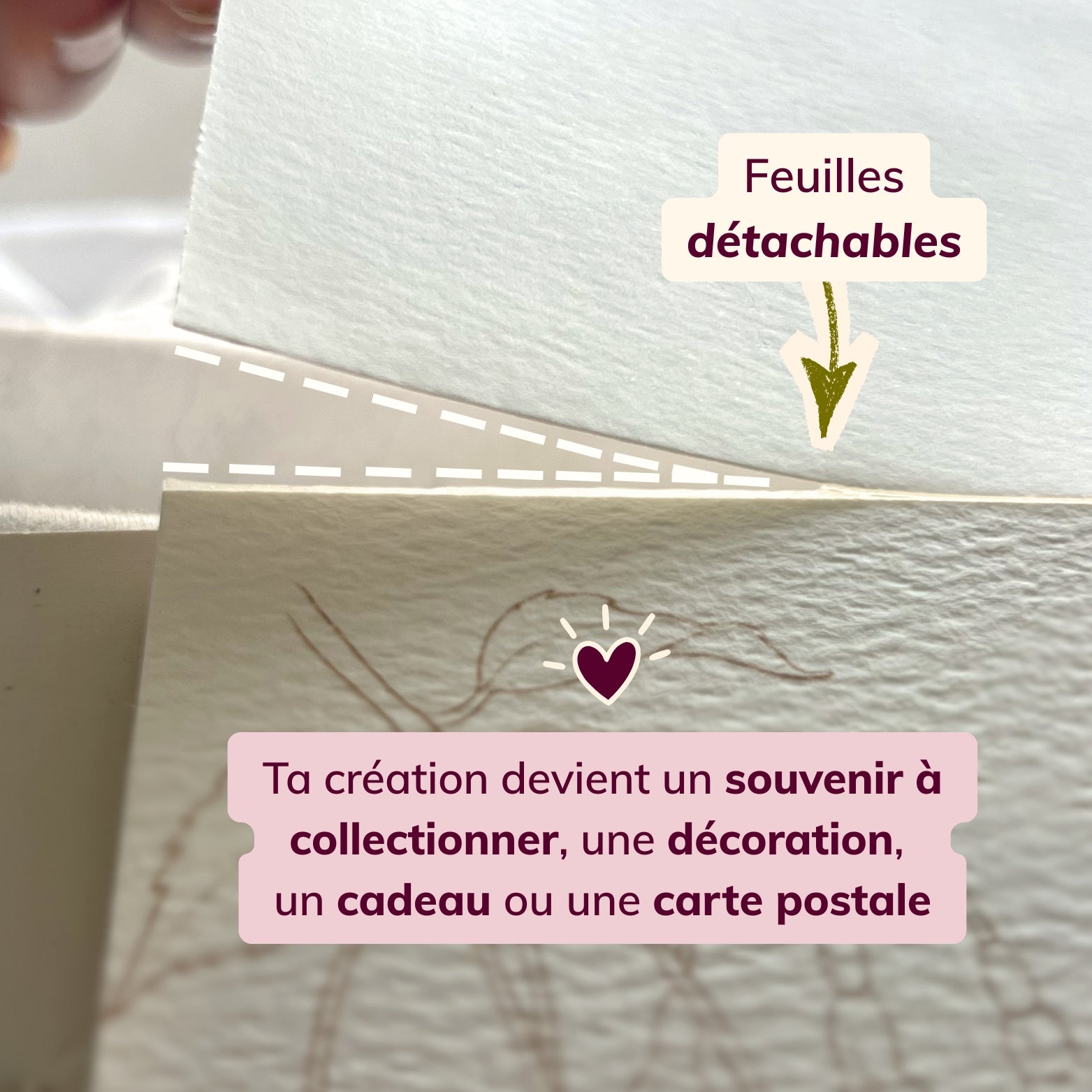 Feuilles détachables du kit aquarelle Clarodery : transforme ta création en souvenir, décoration, cadeau ou carte postale.